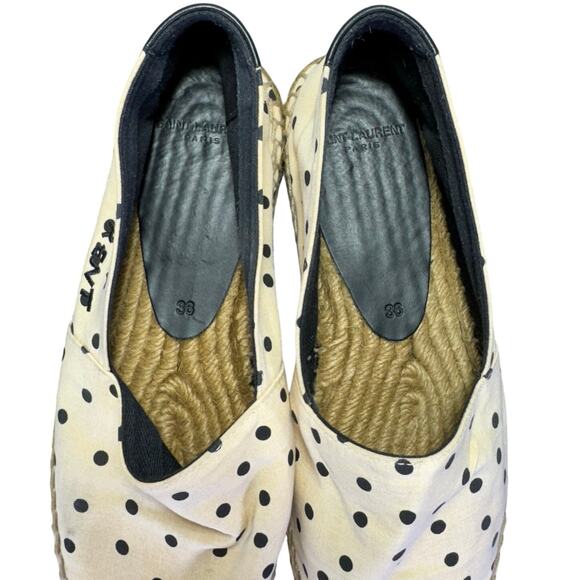 Yves Saint Laurent Signature Logo Polka Dot Espadrilles Women’s Size 36 /6 US - Picture 6 of 8